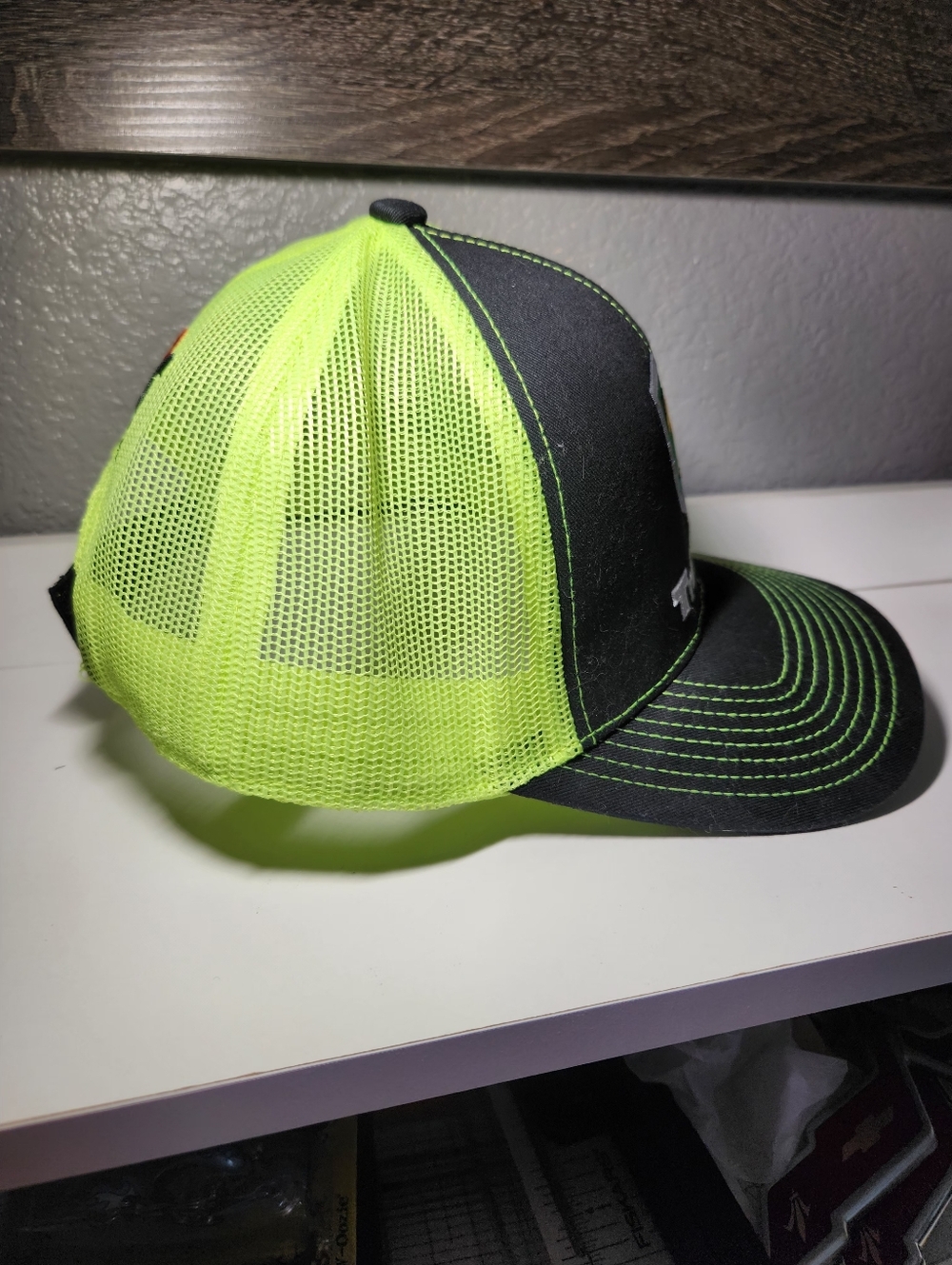 Truck Pro Hat Neon Green And Black Power Service PS Diesel Additives Trucker Hat - Picture 3 of 5